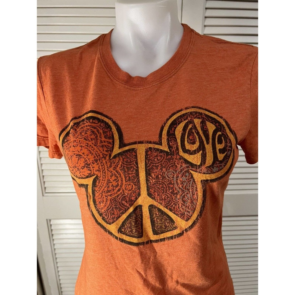 Womens Disney T-Shirt Large Mickey Mouse Head Ears Love Peace Size L